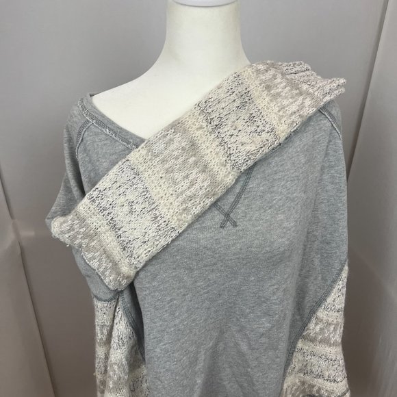 Free People Slouchy Oversized Mixed Fabric Sweater Sweatshirt Size Medium - Picture 3 of 14